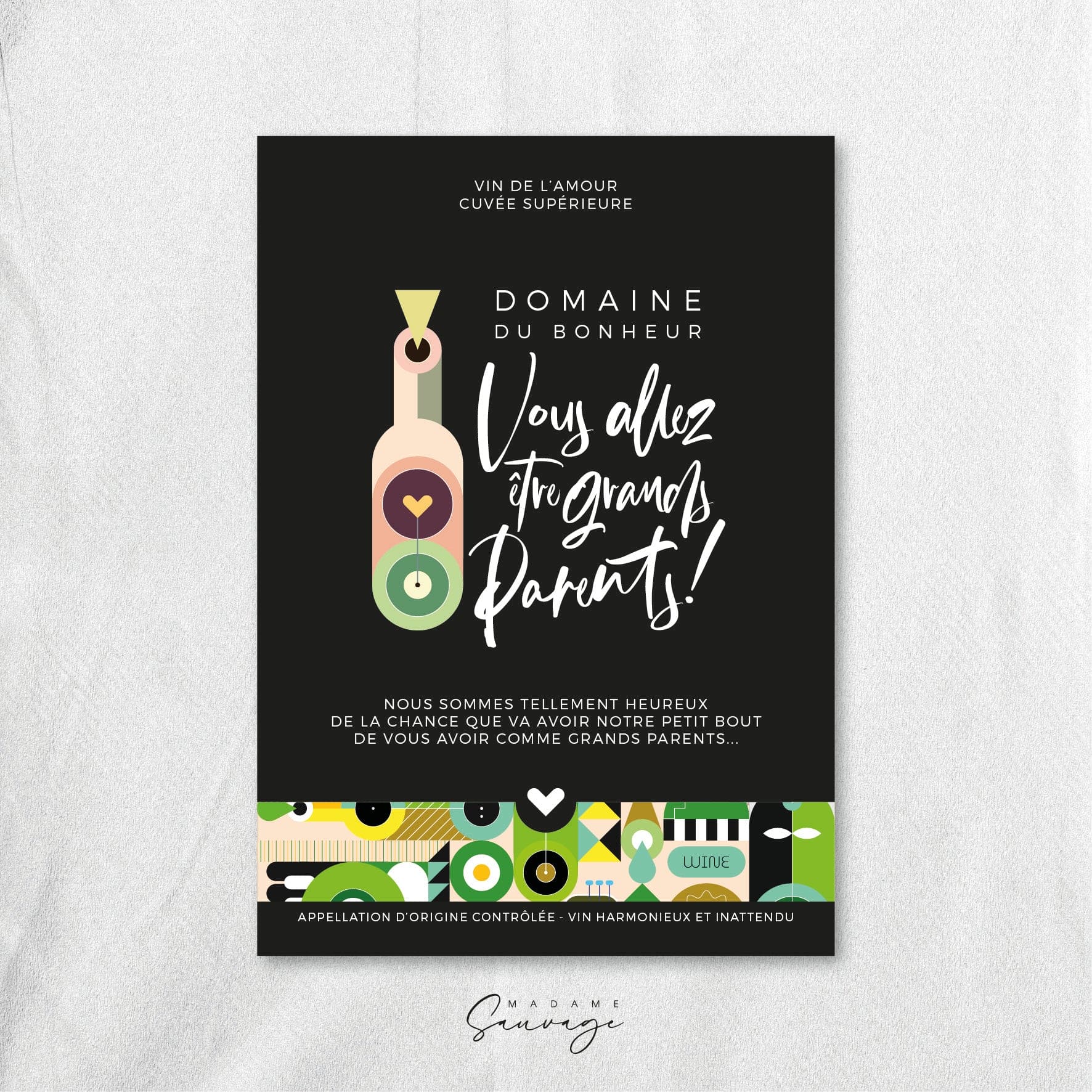Etiquette de vin pour annonce grossesse Let's party - Les Grands-parents