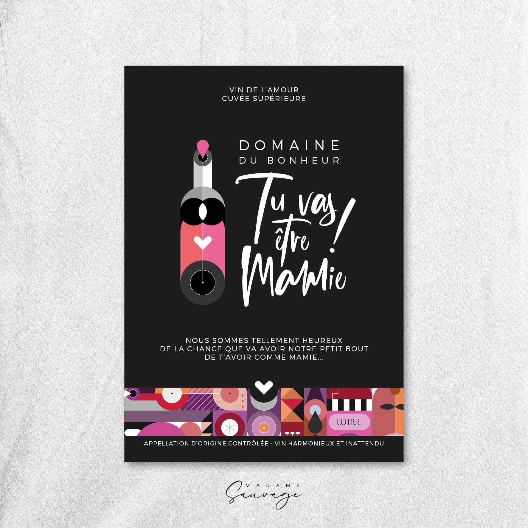 Etiquette de vin pour annonce grossesse Let's party - La mamie