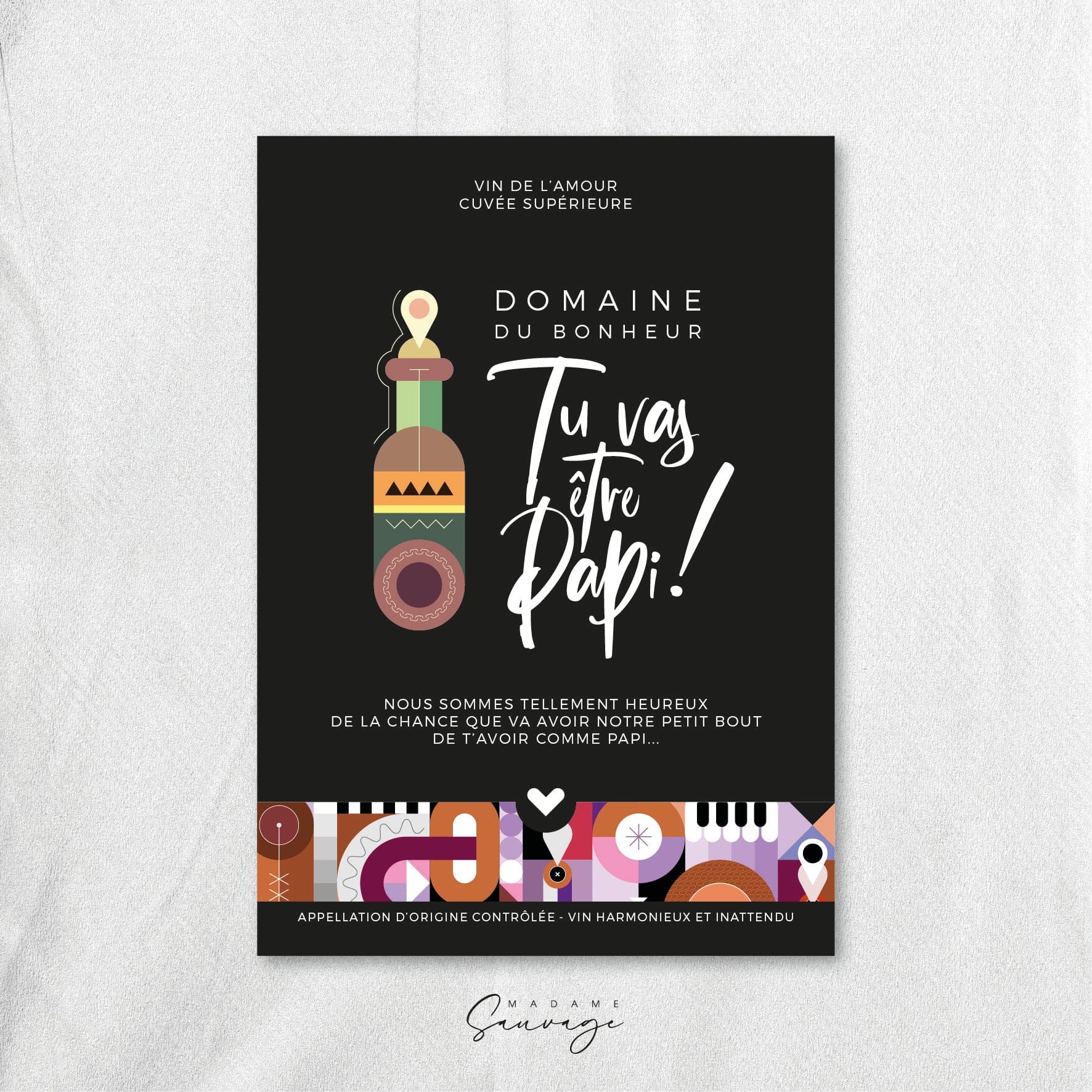 Etiquette de vin pour annonce grossesse Let's party - Le papi