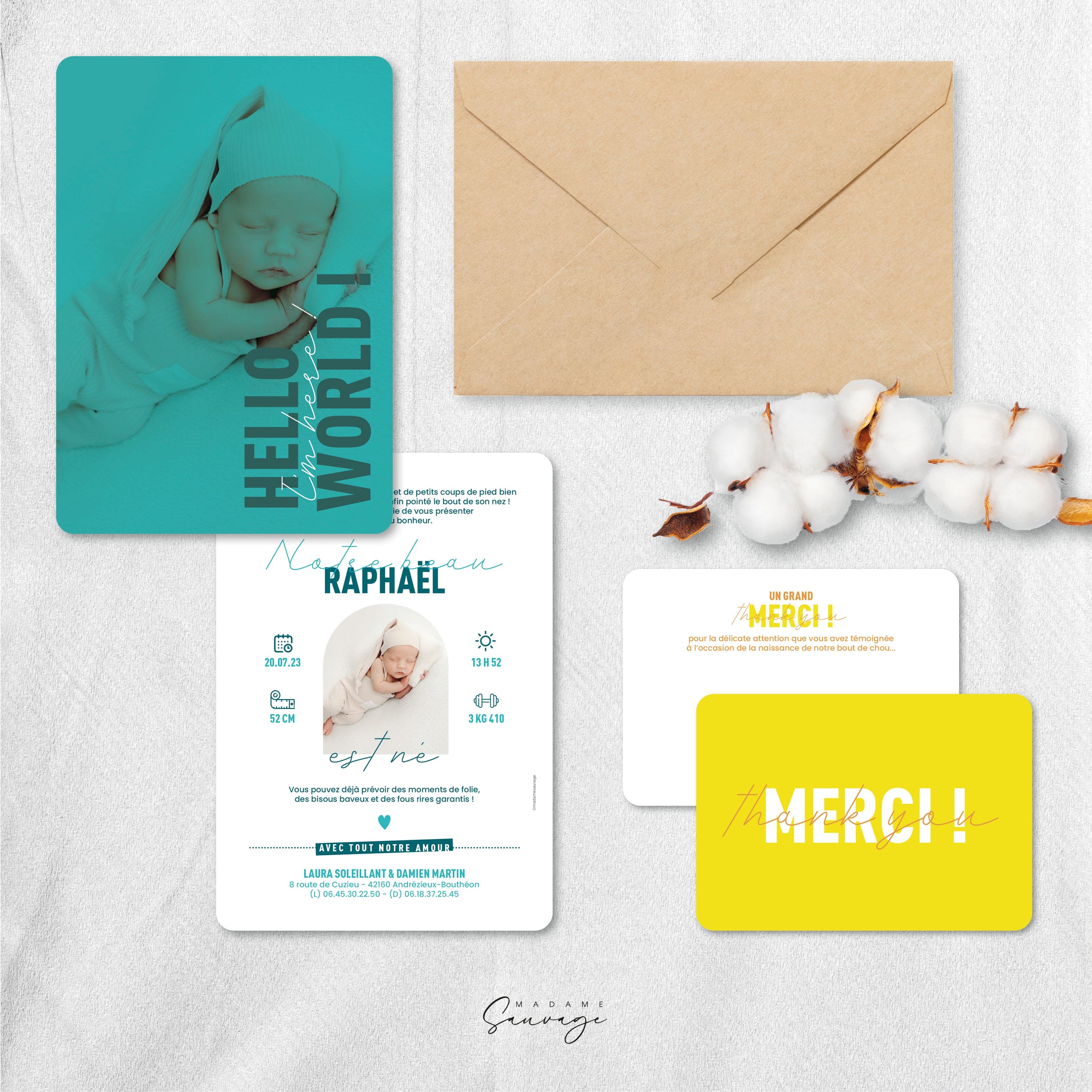 Carton de remerciements naissance - Get Ready