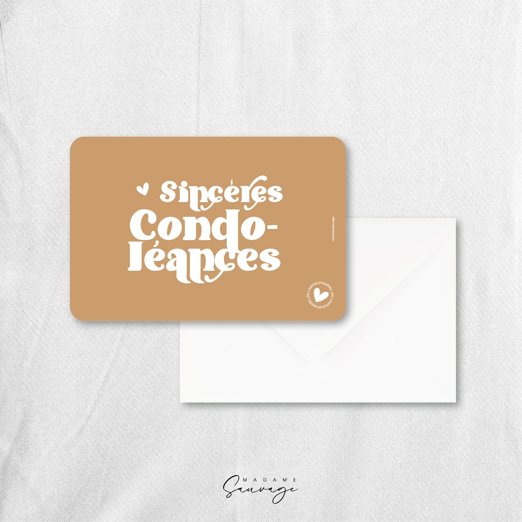 Carte "Sincères condoléances" - Collection Amour En Barre