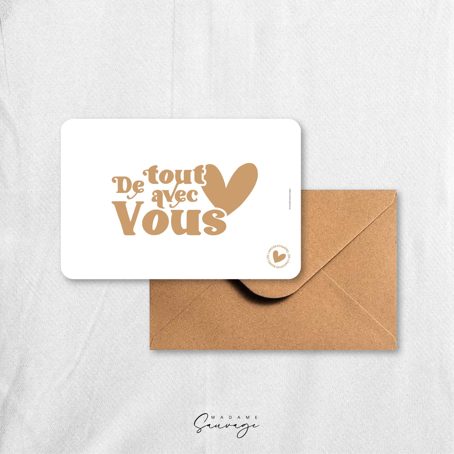 Carte "De tout coeur avec vous" - Collection Amour En Barre