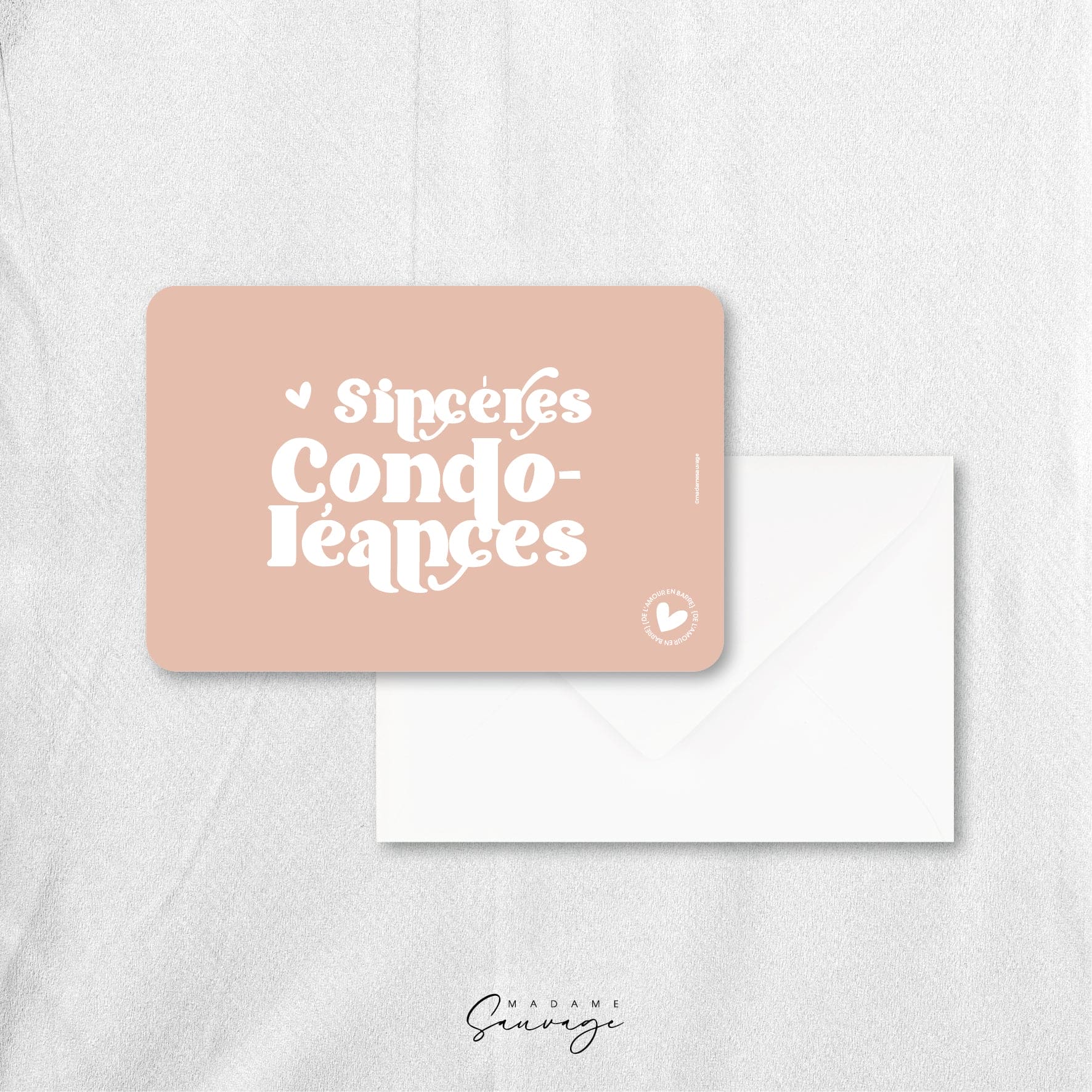 Carte "Sincères condoléances" - Collection Amour En Barre