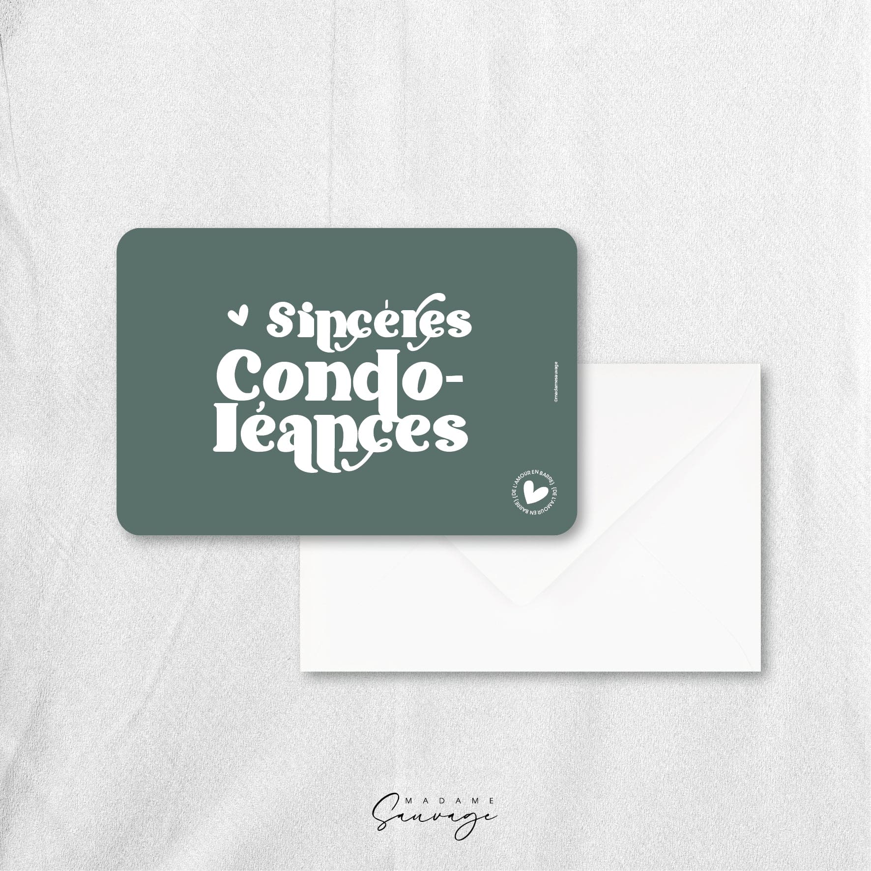 Carte "Sincères condoléances" - Collection Amour En Barre