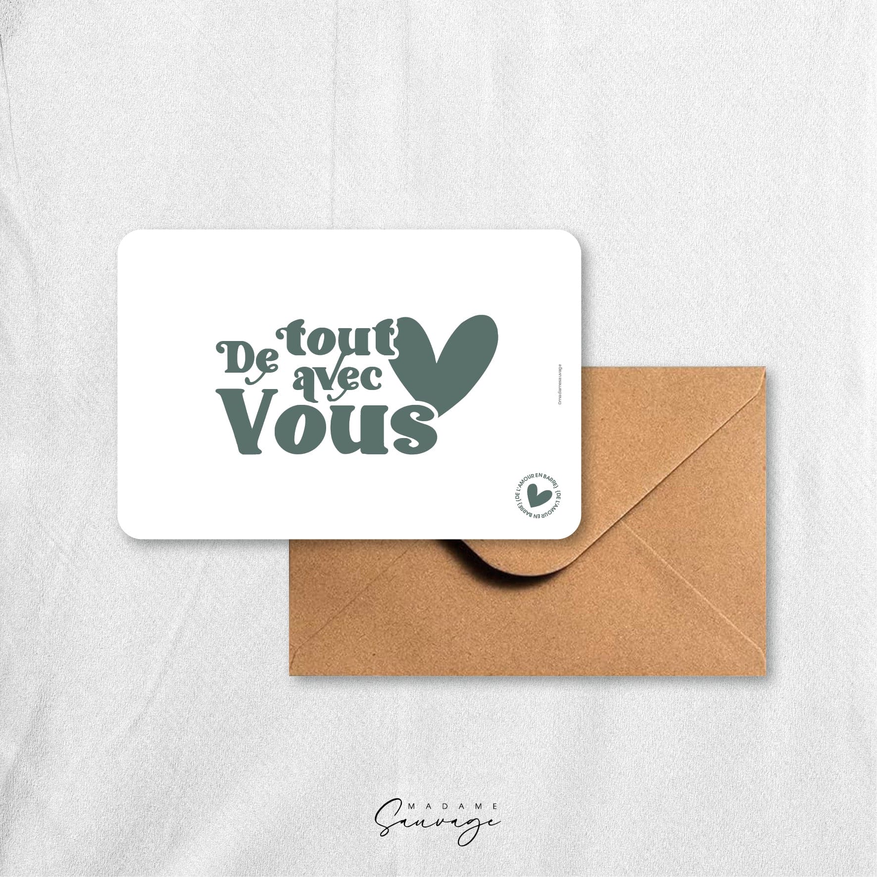 Carte "De tout coeur avec vous" - Collection Amour En Barre