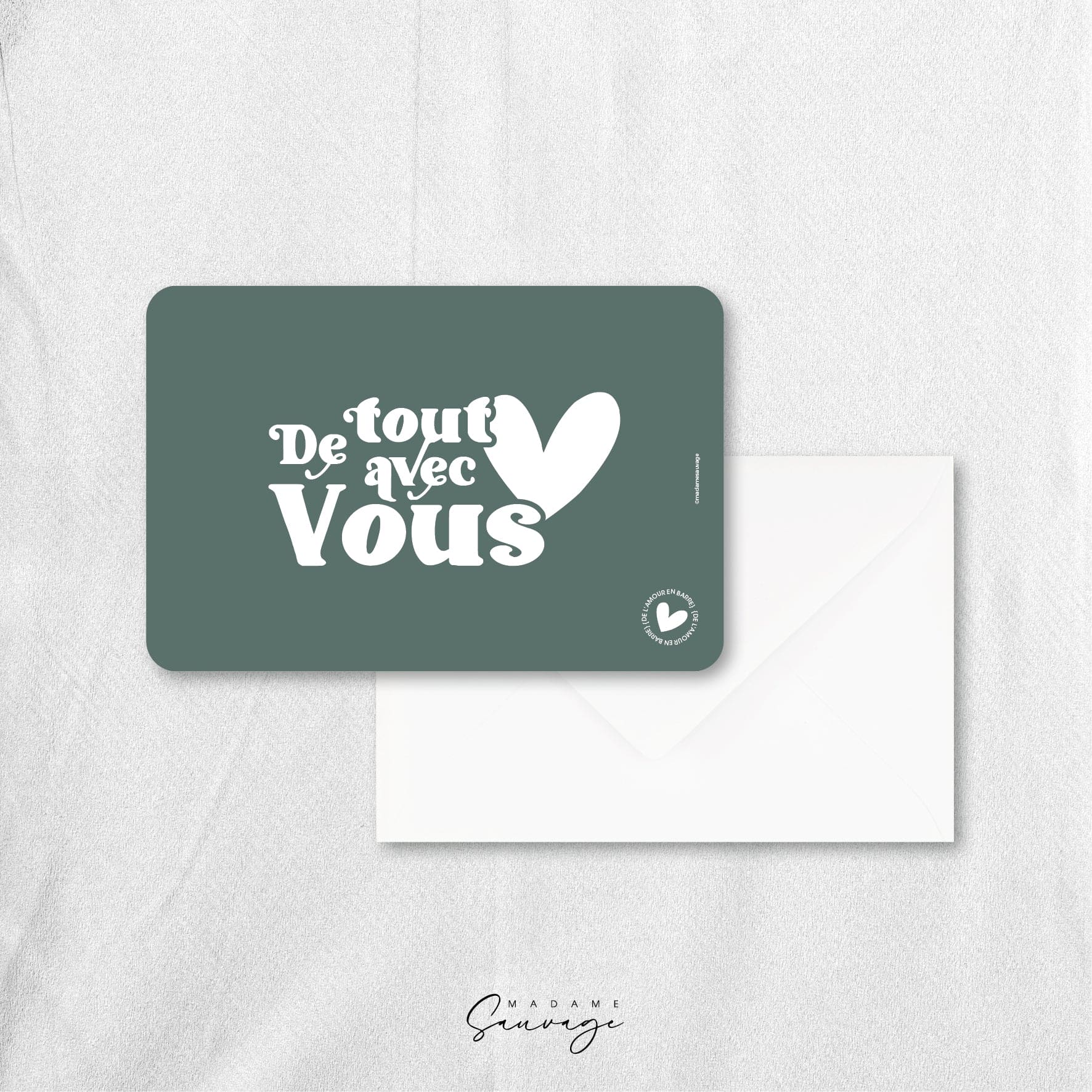 Carte "De tout coeur avec vous" - Collection Amour En Barre