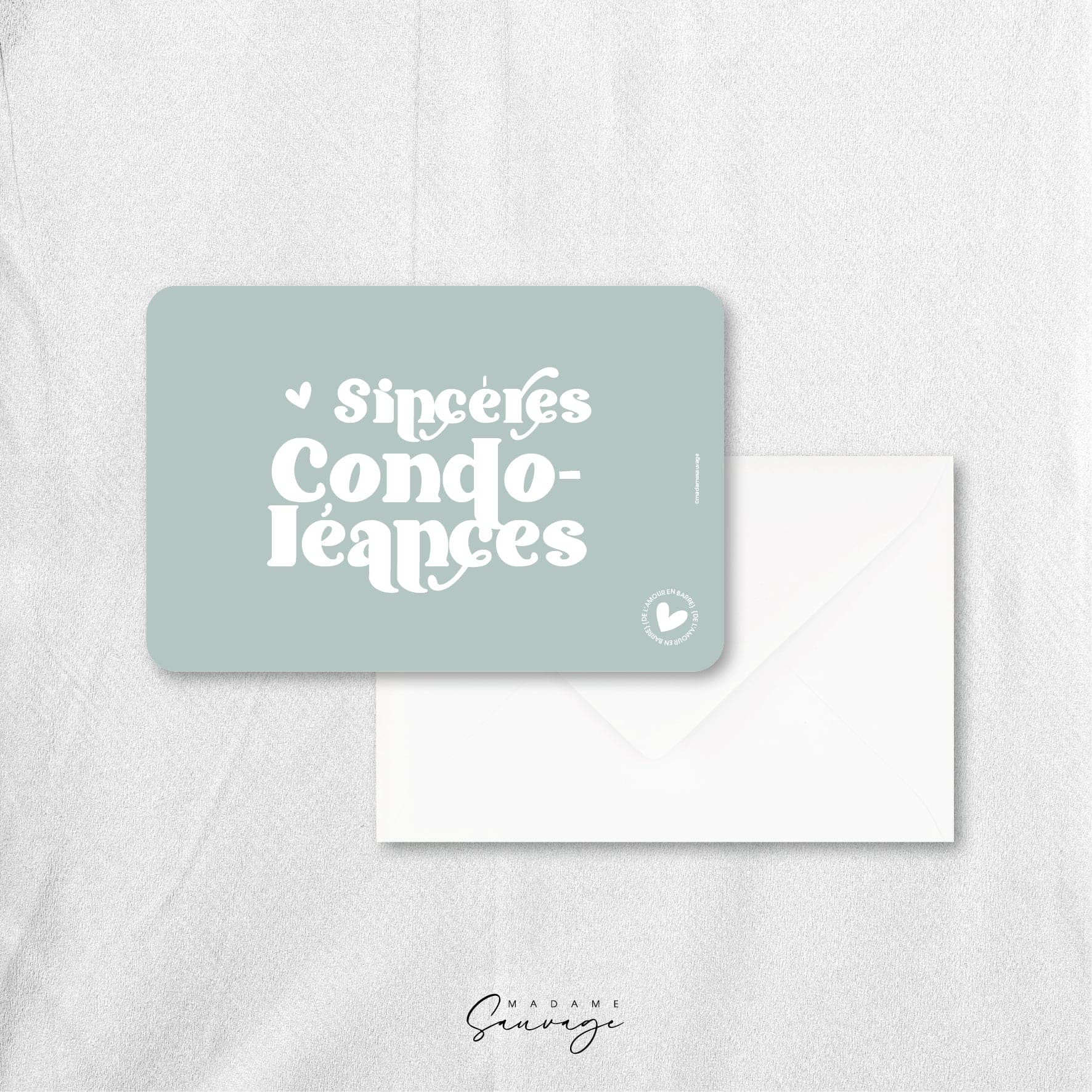 Carte "Sincères condoléances" - Collection Amour En Barre
