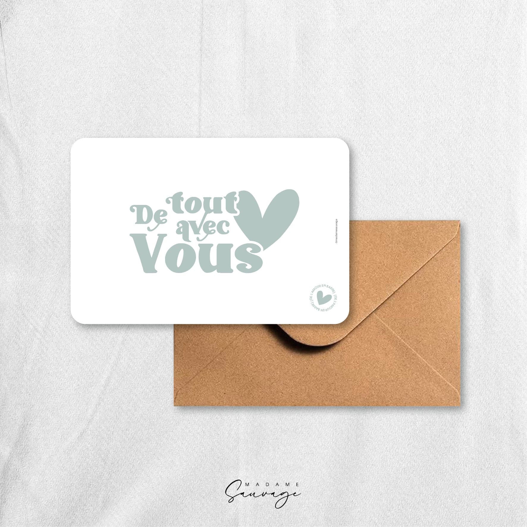 Carte "De tout coeur avec vous" - Collection Amour En Barre