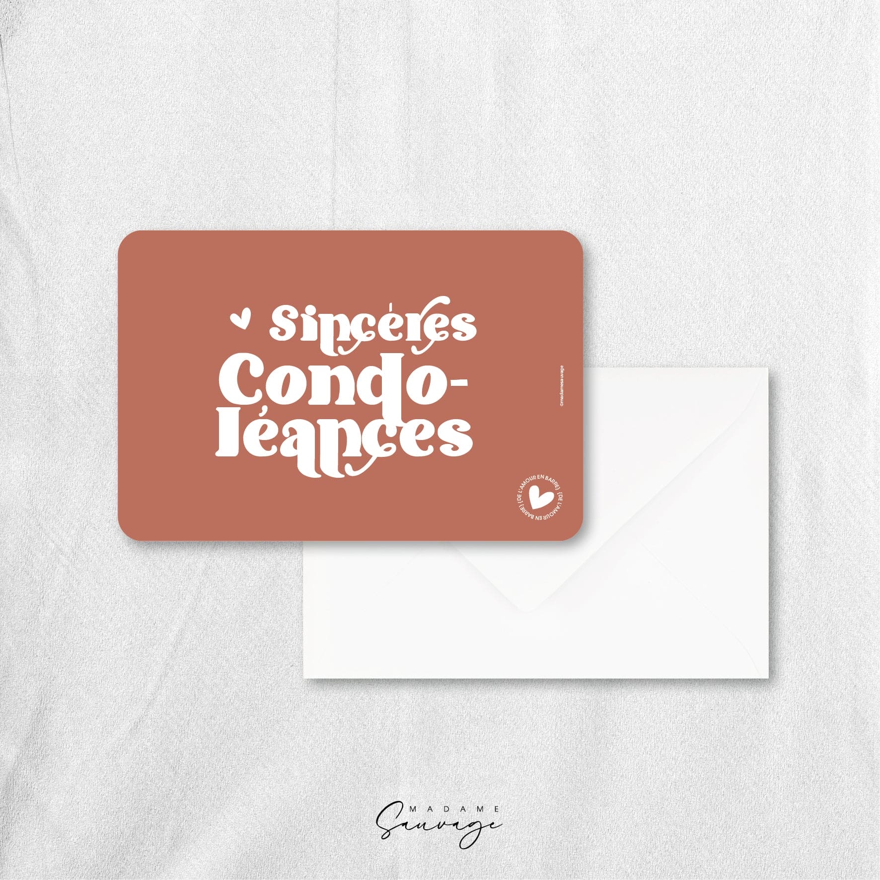 Carte "Sincères condoléances" - Collection Amour En Barre