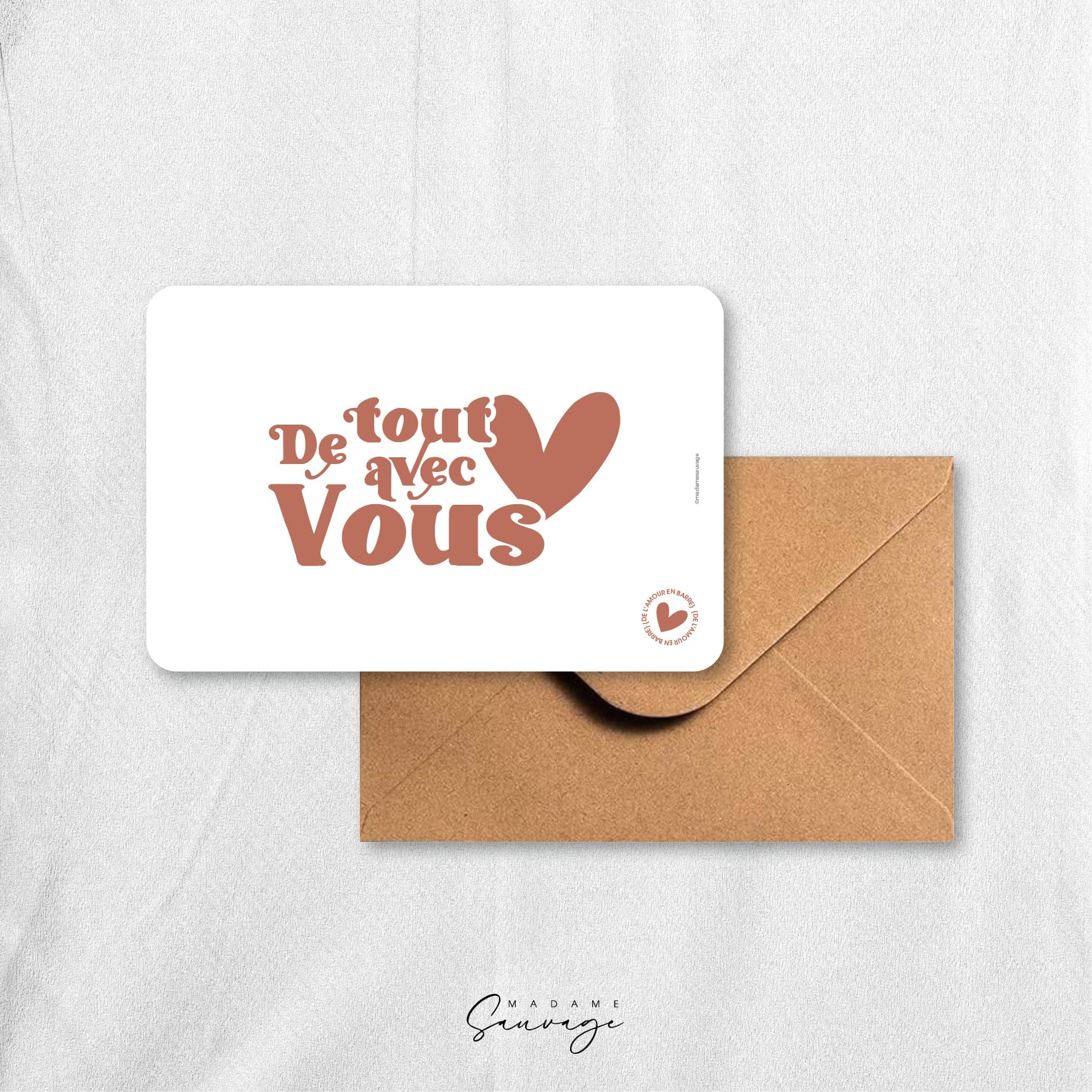 Carte "De tout coeur avec vous" - Collection Amour En Barre