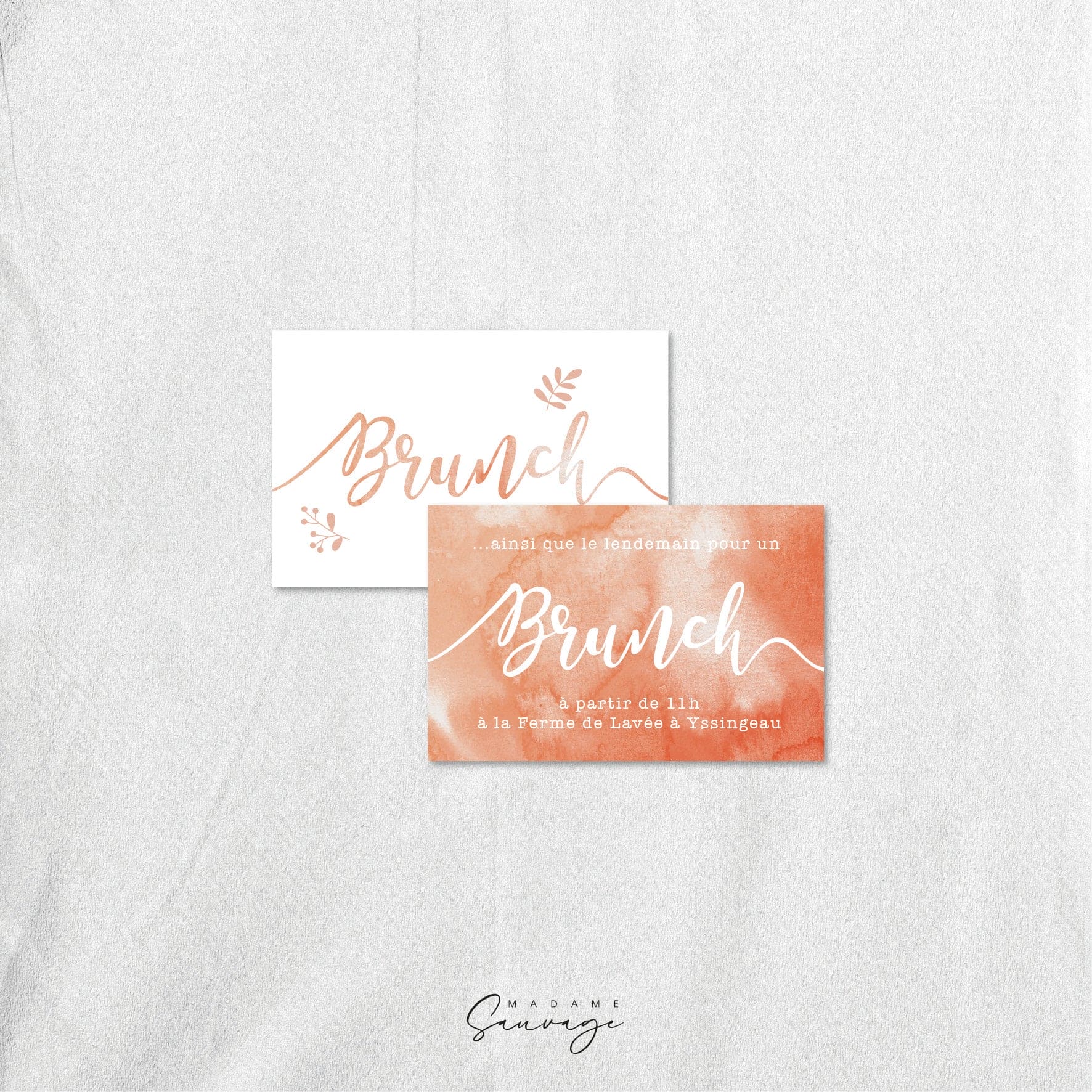 Carton brunch de mariage Aquarelle et lui - Peche