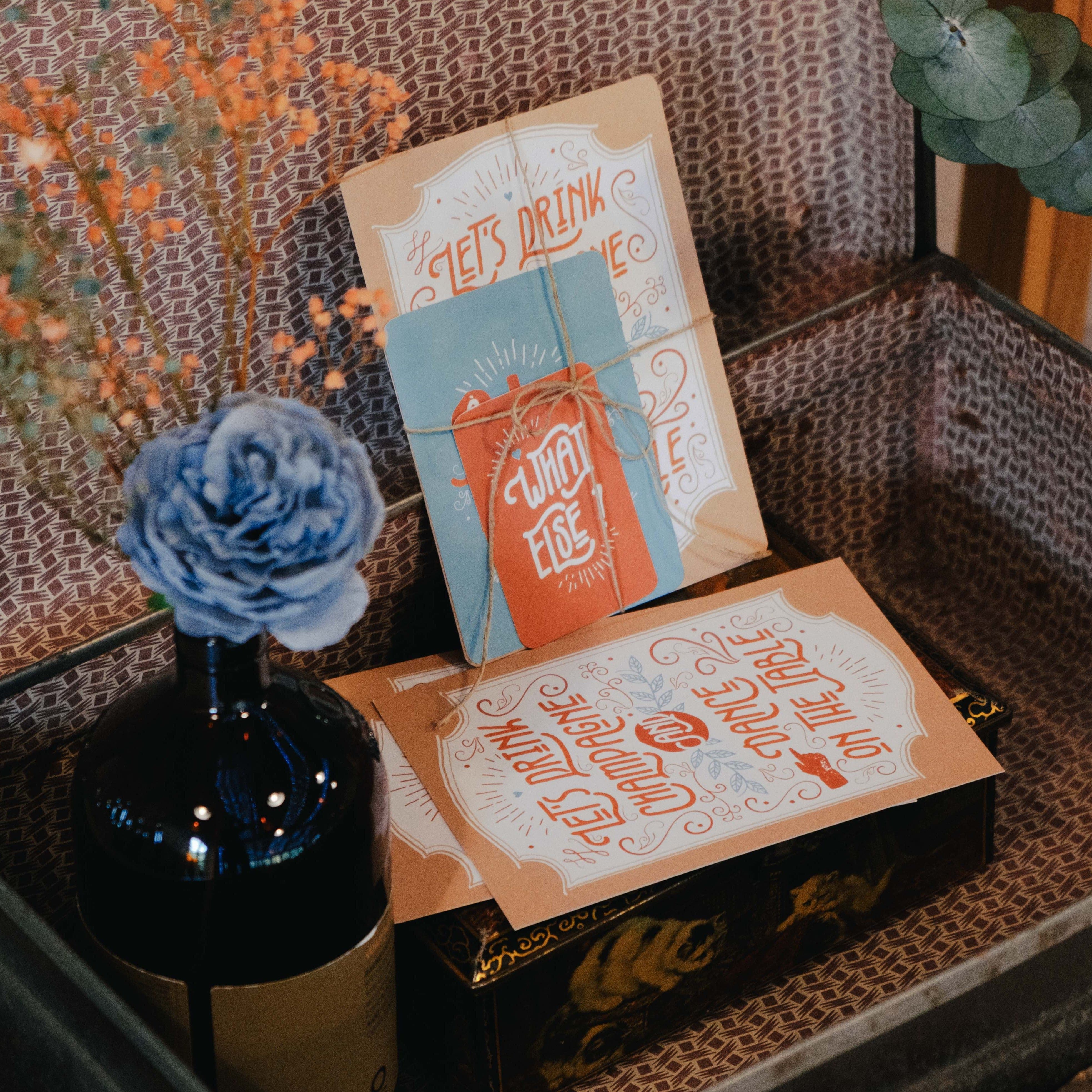 Carton repas de mariage - Vintage Champagne