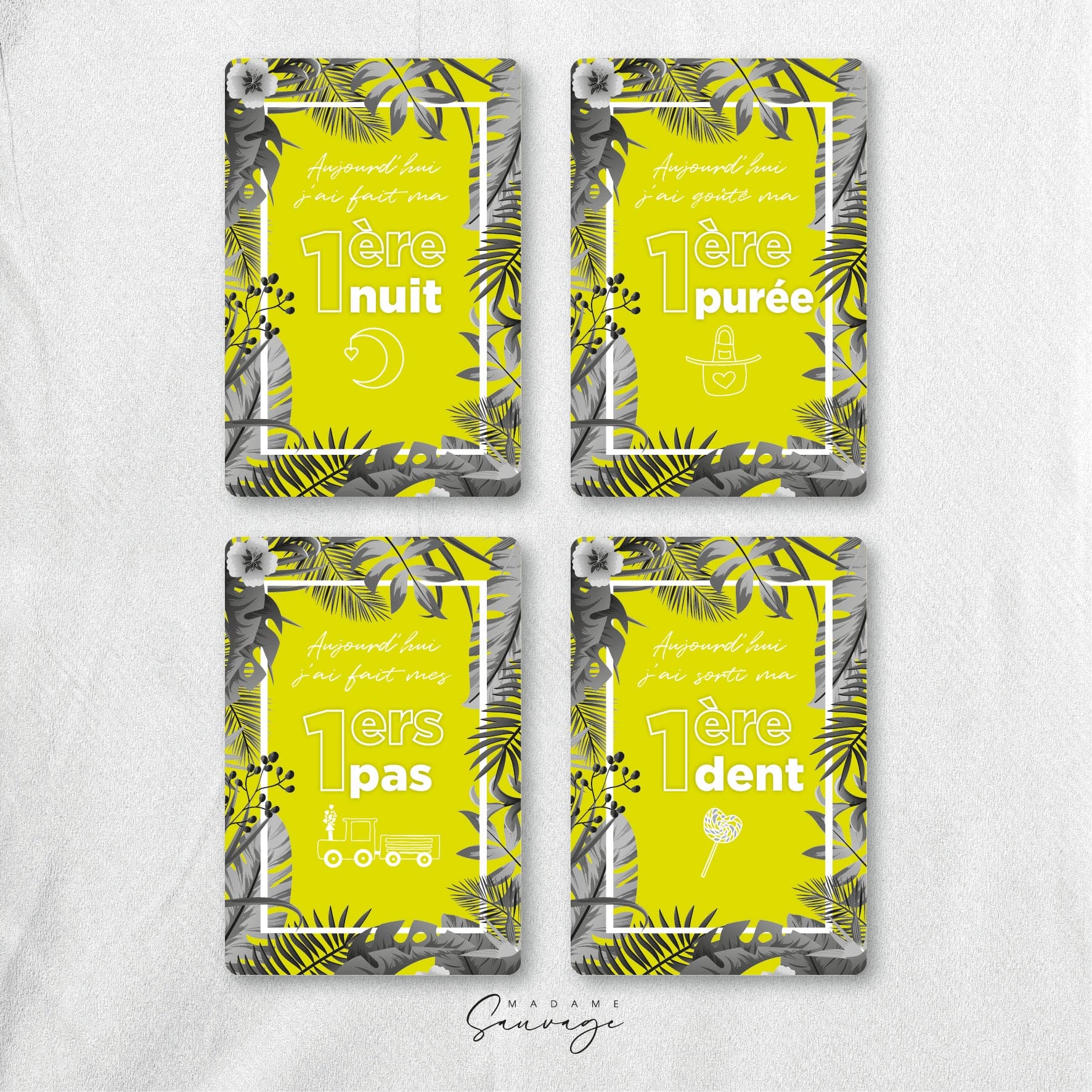 Cartes étapes bébé - Ambiance Tropicale