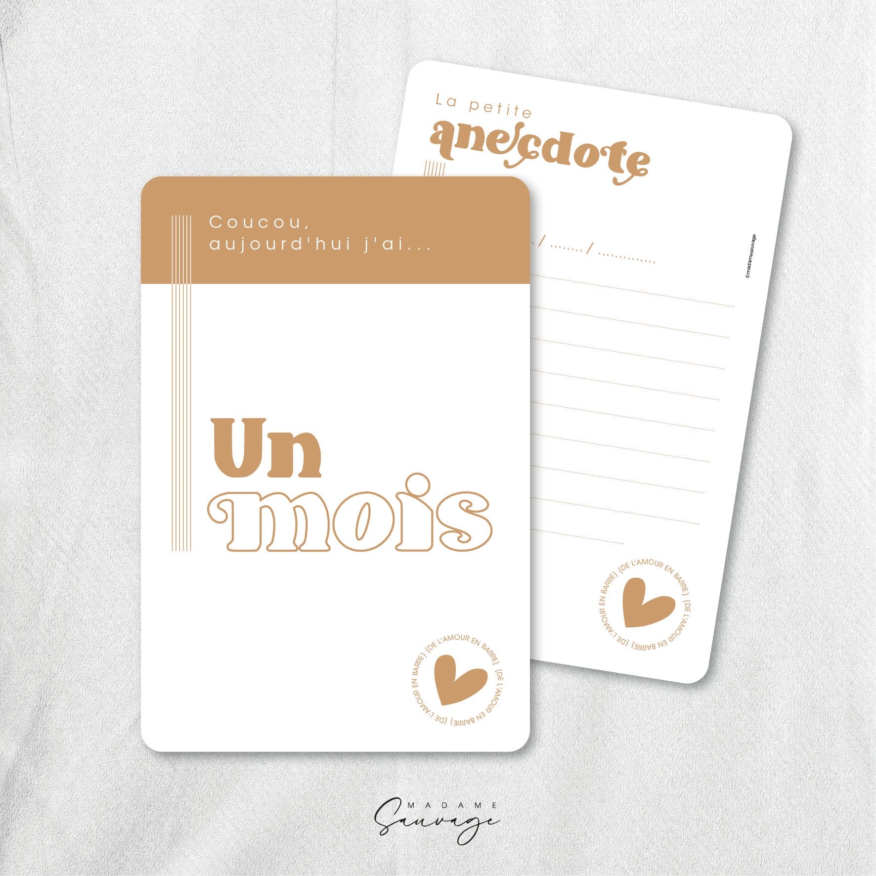 Cartes étapes bébé - Amour en Barre - Bling