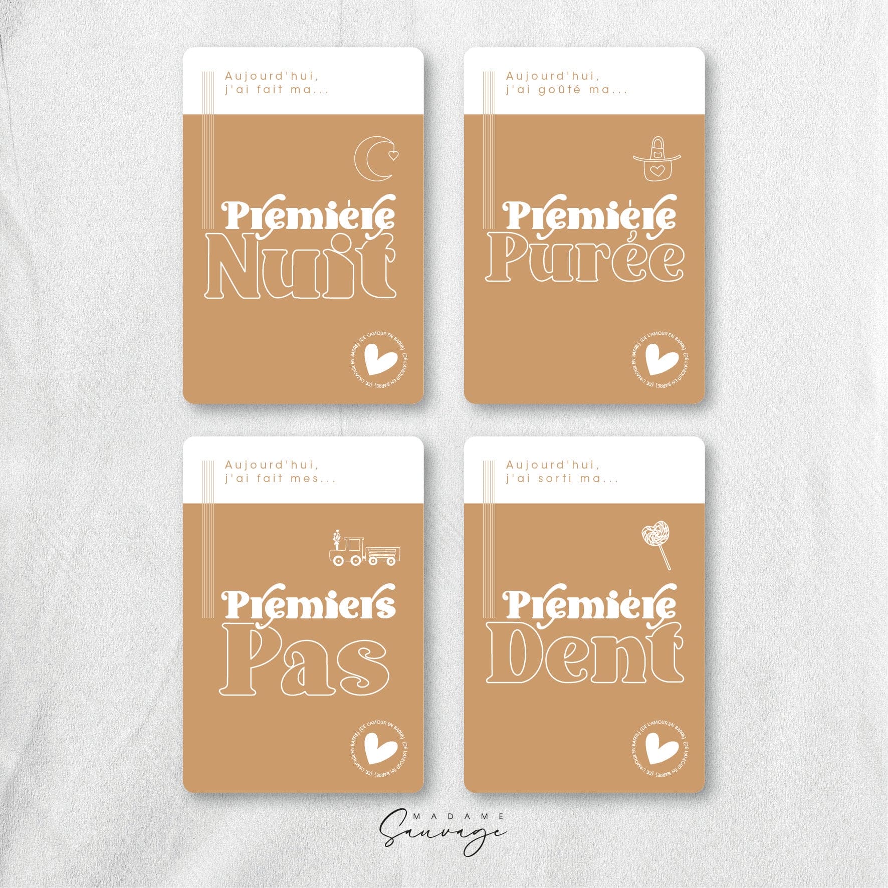 Cartes étapes bébé - Amour en Barre - Bling
