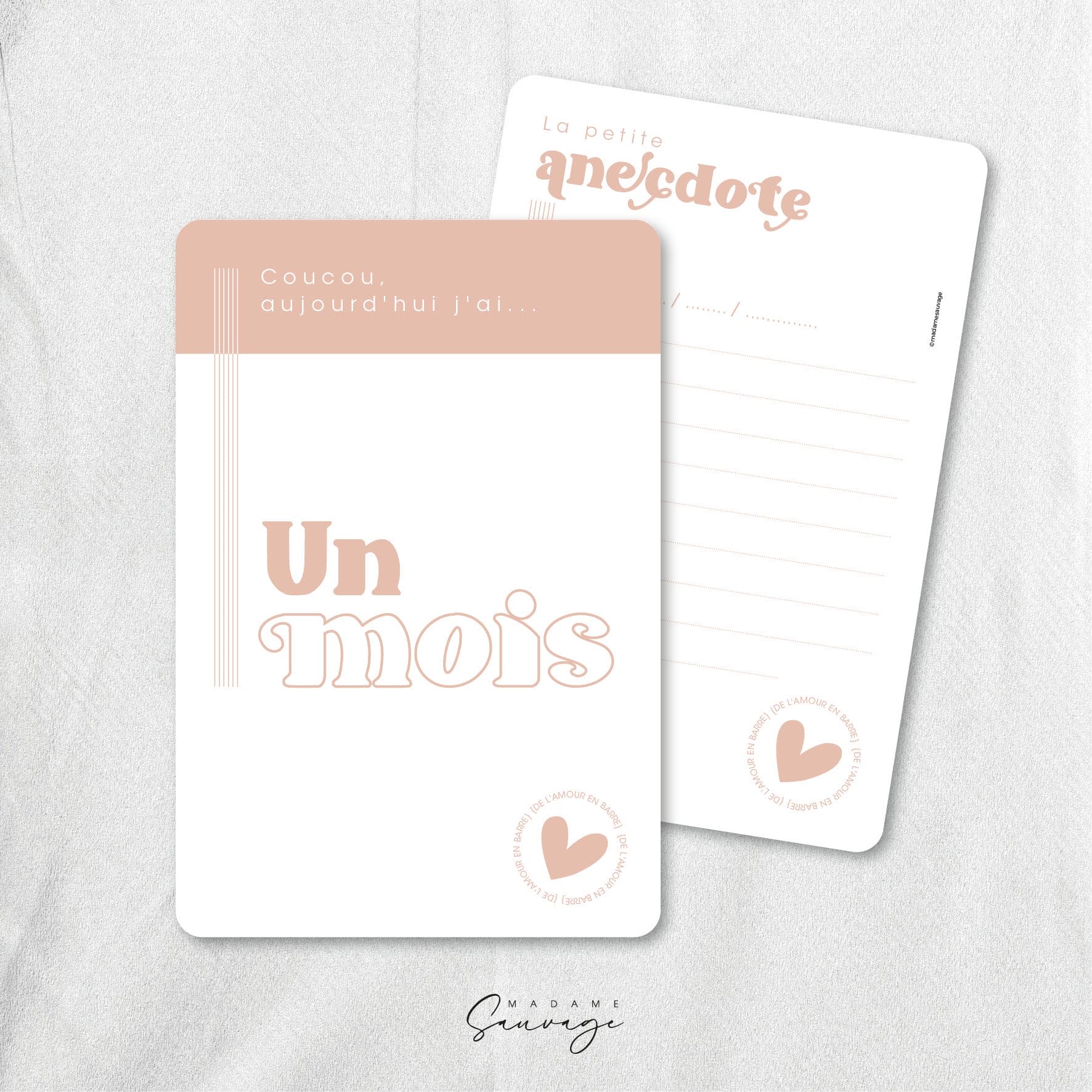 Cartes étapes bébé - Amour en Barre - Cocoon