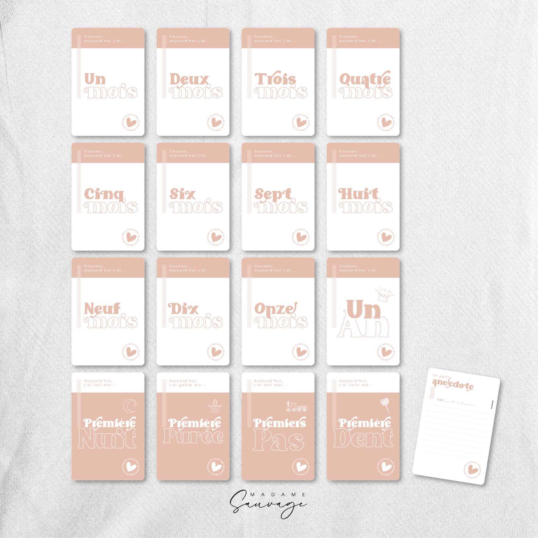 Cartes étapes bébé - Amour en Barre - Cocoon
