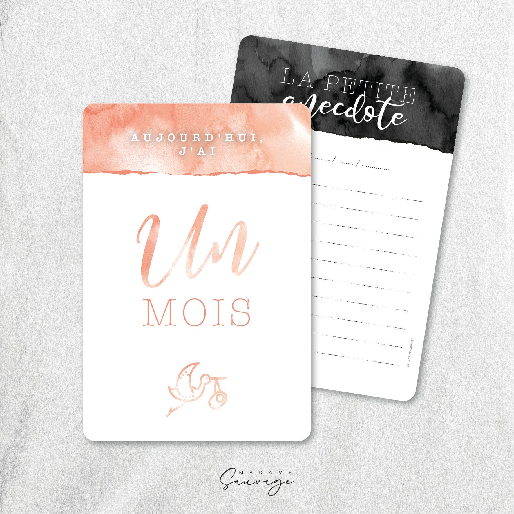 Cartes étapes bébé - Aquarelle et lui - Modèle fille
