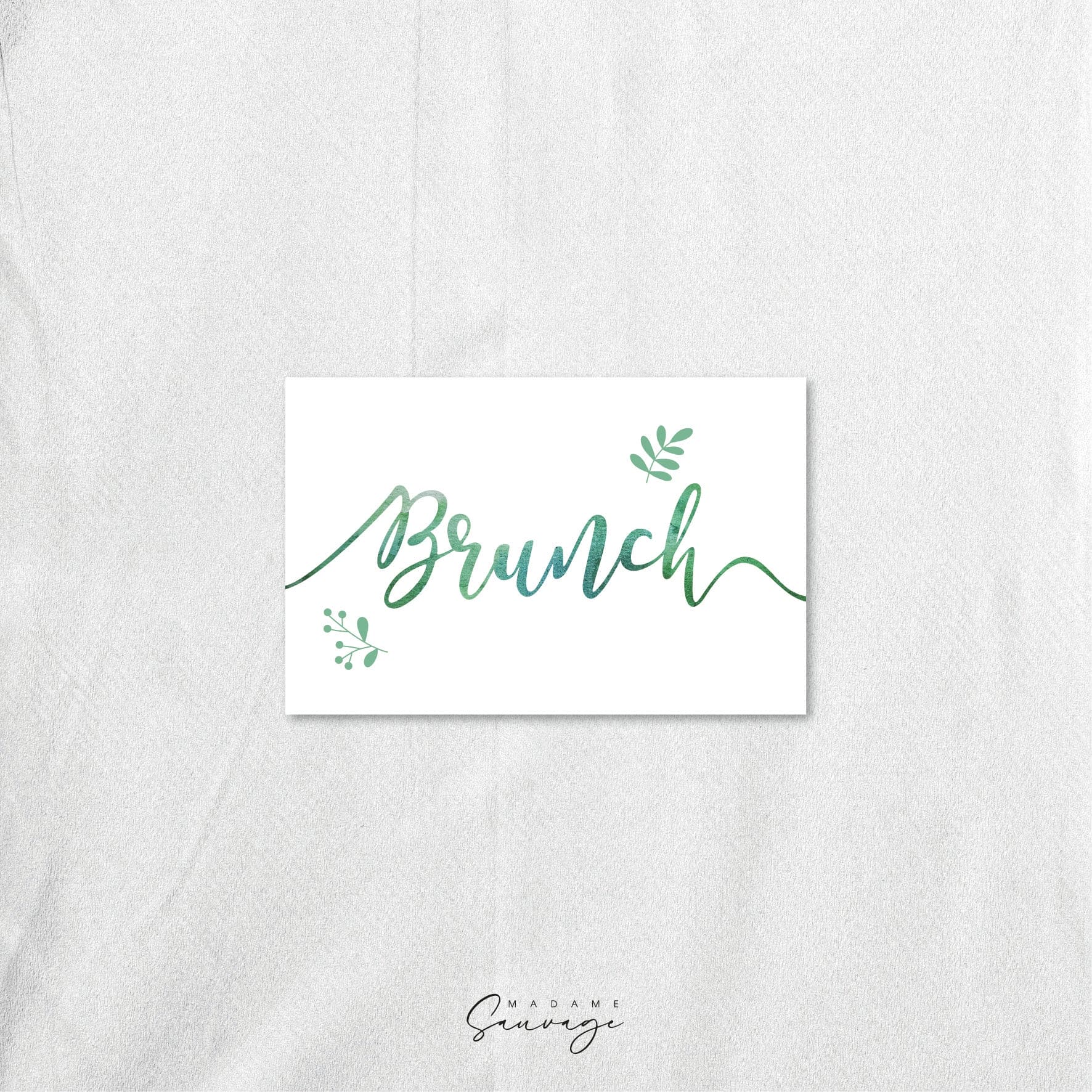 Carton brunch de mariage Aquarelle et lui - Green