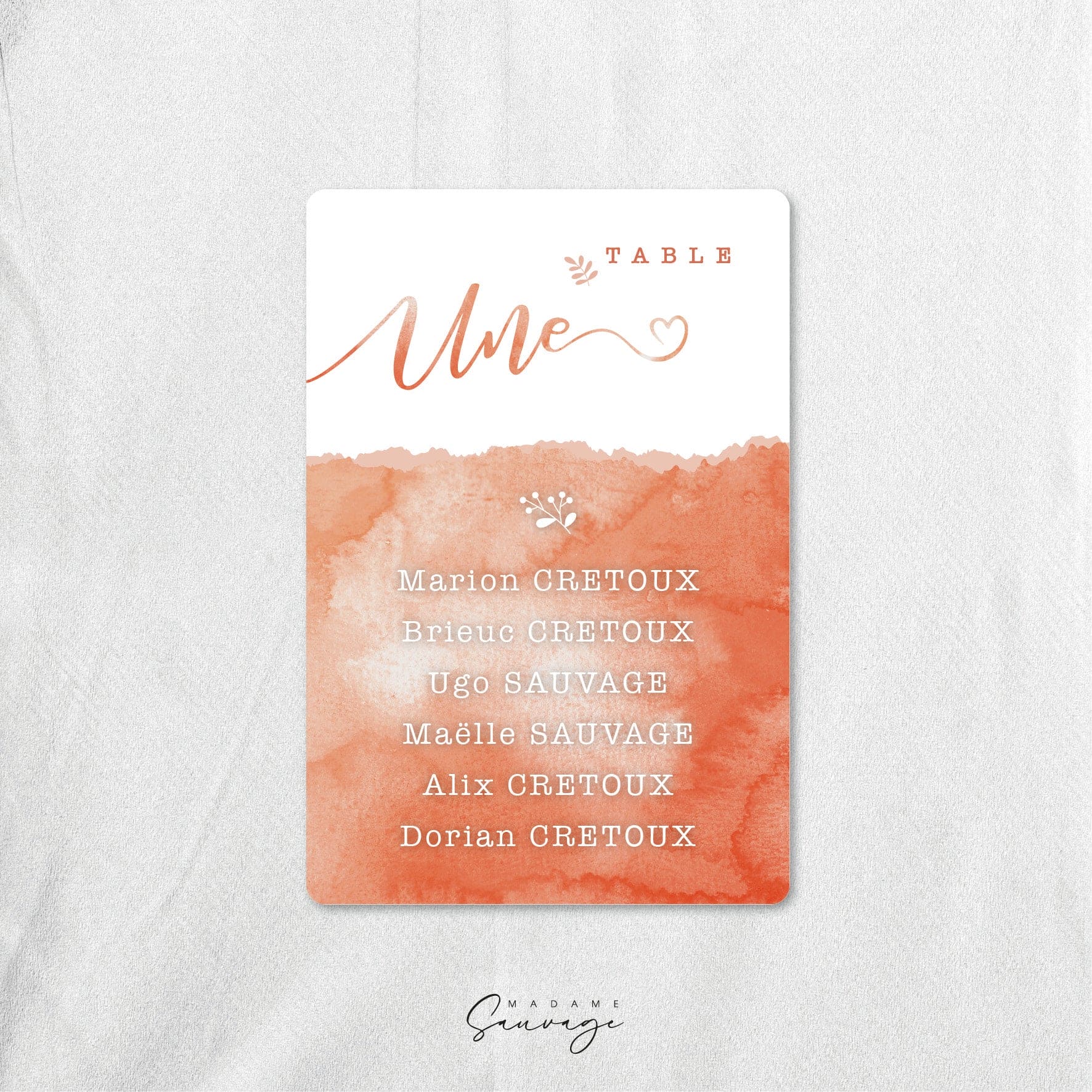 Plan de table mariage Aquarelle et lui - Pêche