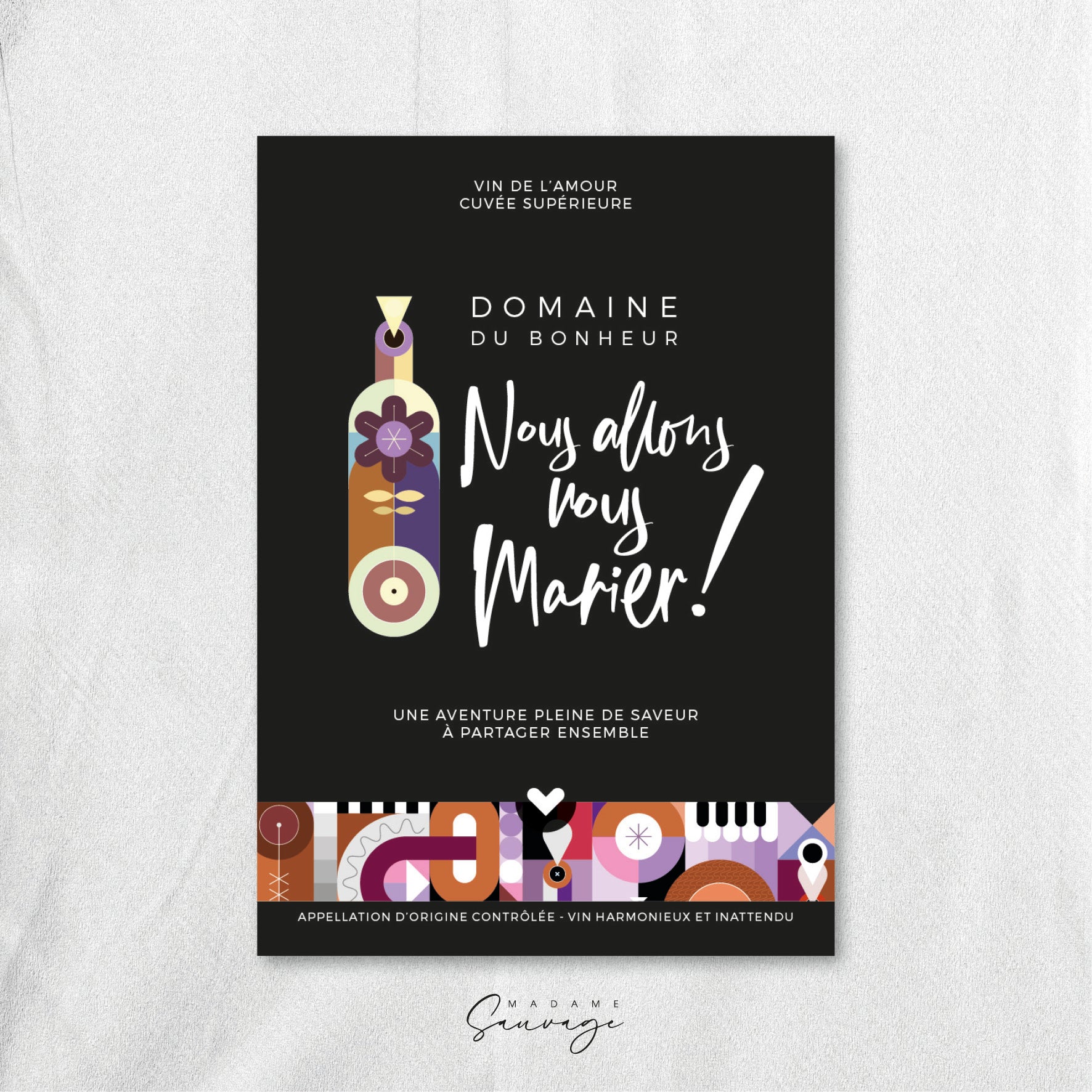 Etiquette de vin pour annonce mariage Let's party - Nous allons nous marier !