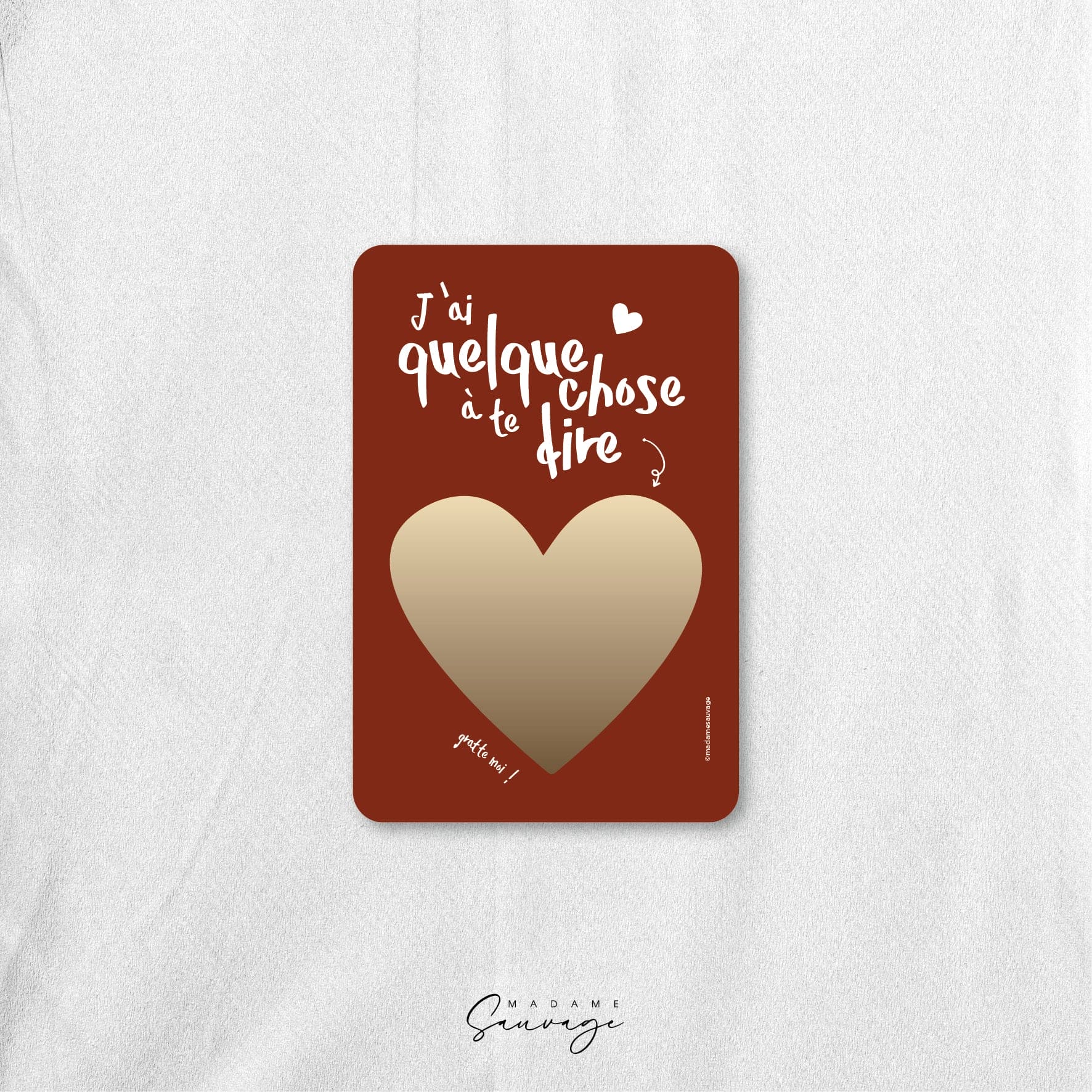 Carte à gratter PERSONNALISABLE - Carte rouge coeur doré