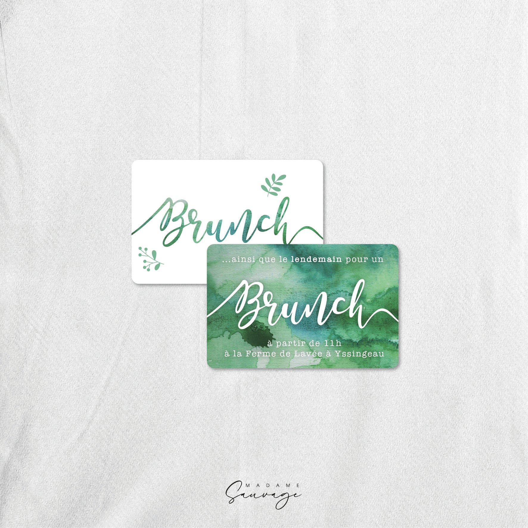 Carton brunch de mariage Aquarelle et lui - Green