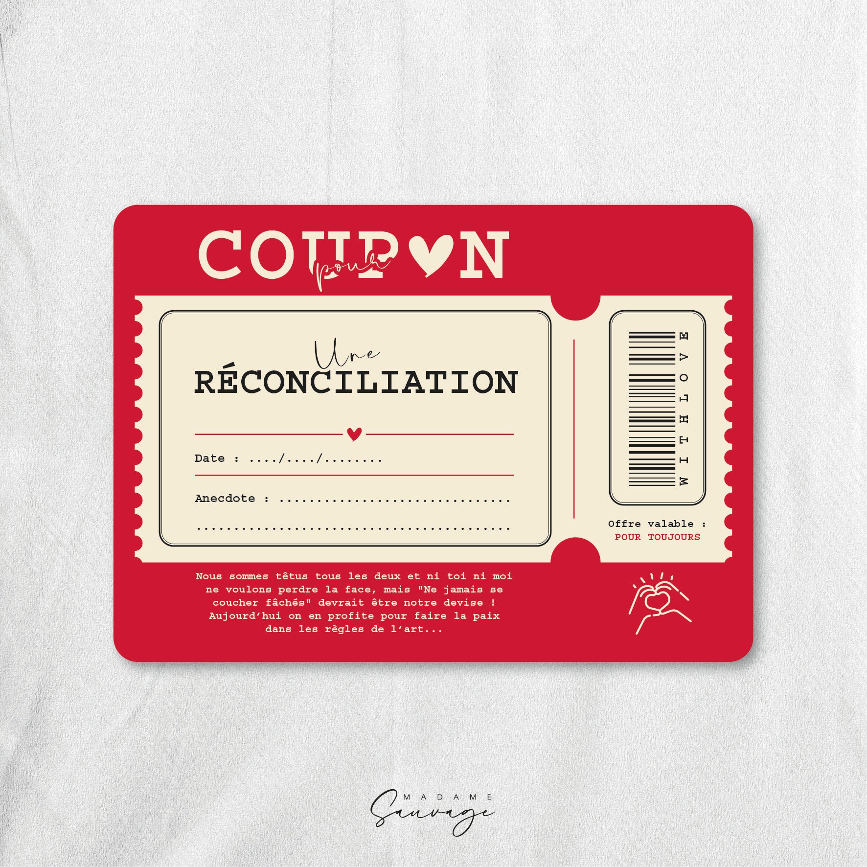 Coupon pour une réconciliation