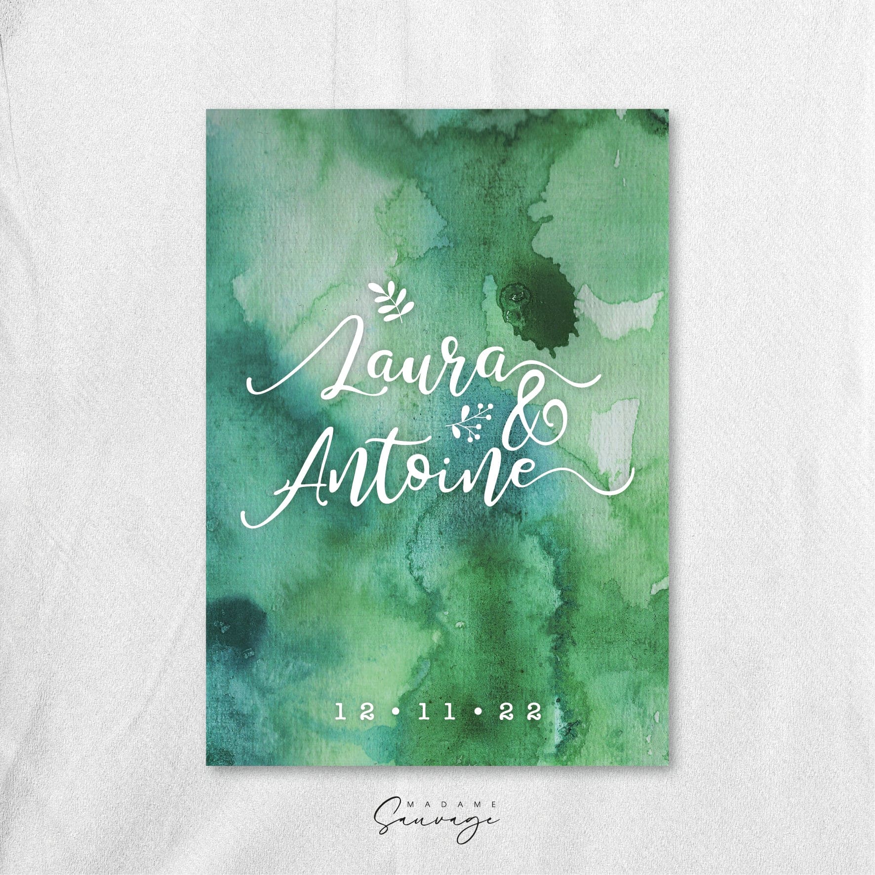 Faire-Part de mariage Aquarelle et lui - Green