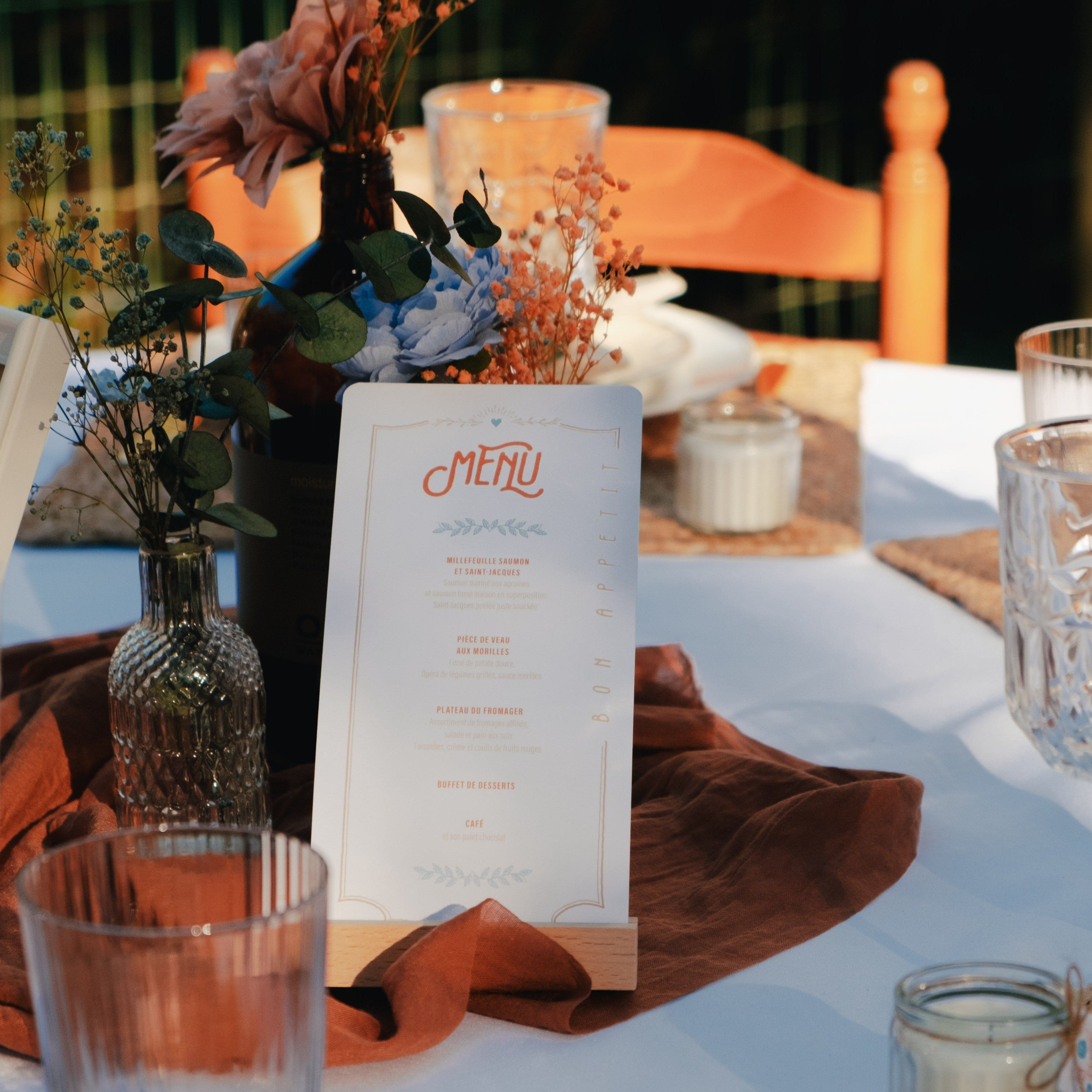 Menu de mariage - Vintage Champagne