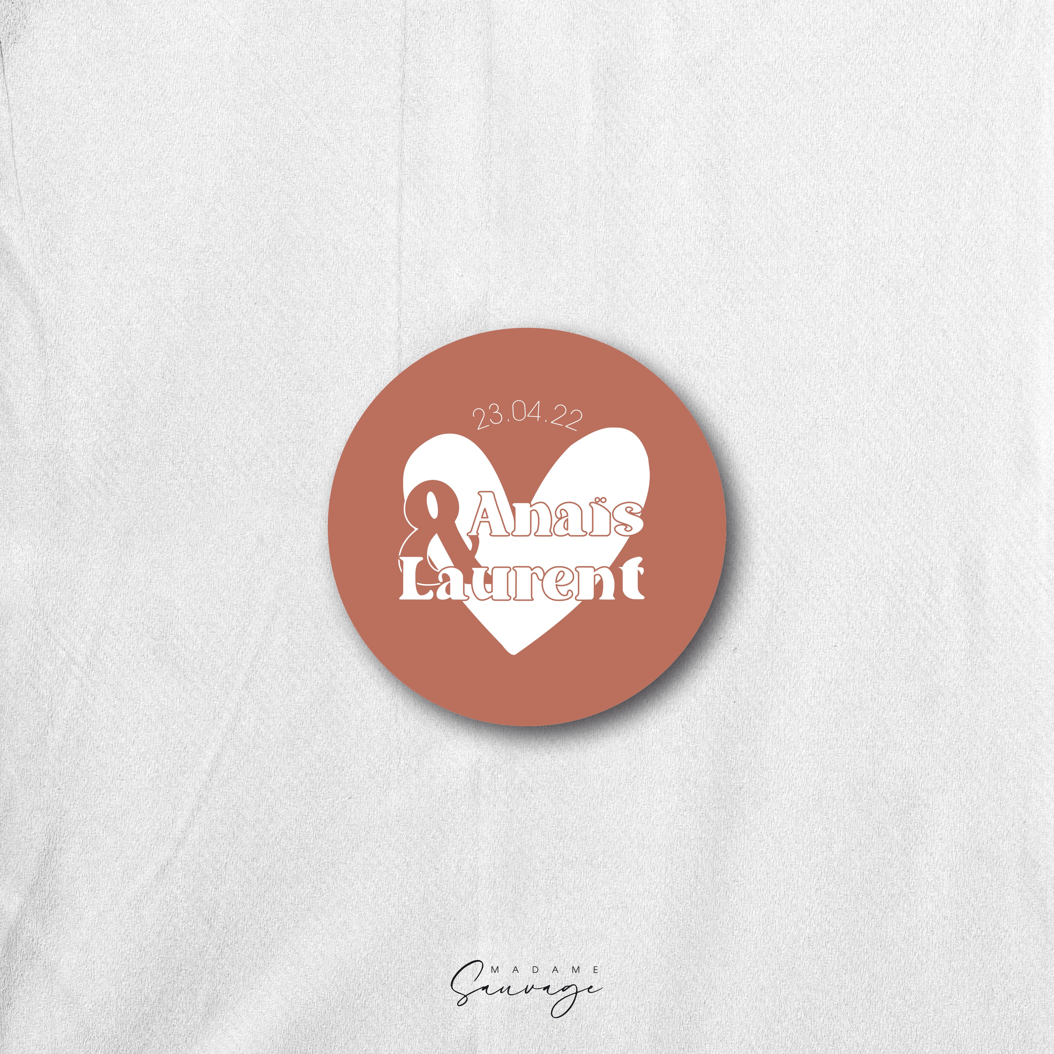 Sticker mariage Amour en barre - Terracotta