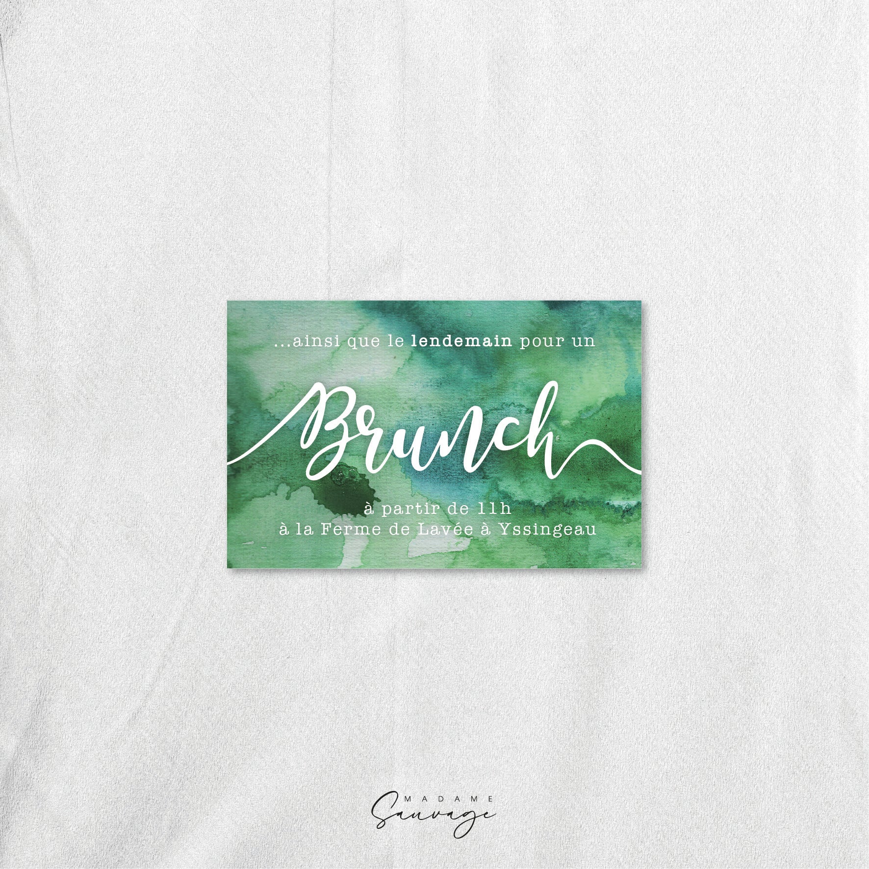 Carton brunch de mariage Aquarelle et lui - Green