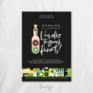 etiquette de vin annonce grossesse lets party les grands parents