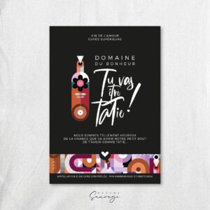 etiquette de vin annonce grossesse lets party la tatie