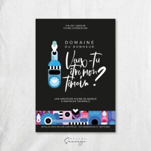 etiquette de vin annonce mariage lets party le temoin