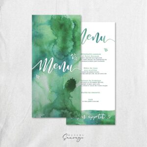 menu de mariage aquarelle et lui green