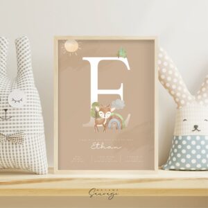 affiche naissance garcon fairy tales foret faon