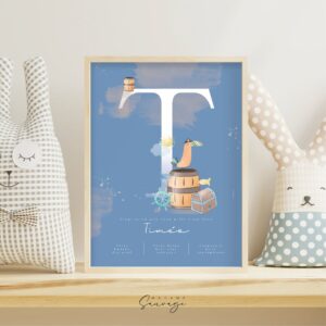 affiche naissance garcon fairy tales goeland pirate