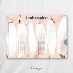 calendrier perpetuel des anniversaires pop it