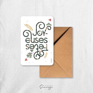carte de voeux joyeuses fetes blanc collection noel