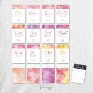 cartes etapes bebe aquarelle et lui modele fille