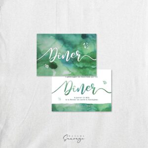 carton repas de mariage aquarelle et lui green