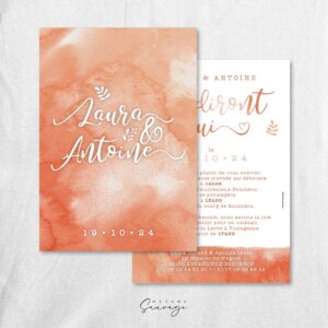 faire part de mariage aquarelle et lui peche