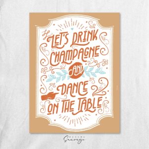 faire part poster de mariage vintage champagne
