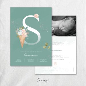 faire part de naissance fille fairy tales cornet de fleurs