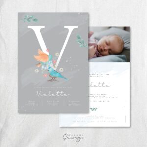 faire part de naissance fille fairy tales oiseaux