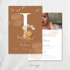 faire part de naissance garcon fairy tales lion savane