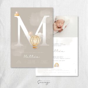 faire part de naissance garcon fairy tales montgolfiere