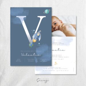 faire part de naissance garcon fairy tales astronaute bleu