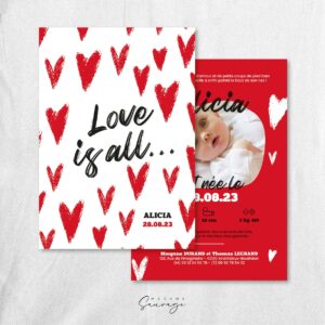 faire part de naissance fille love is all